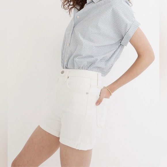 Madewell Pants - Madewell High Rise Denim Shorts Tile White